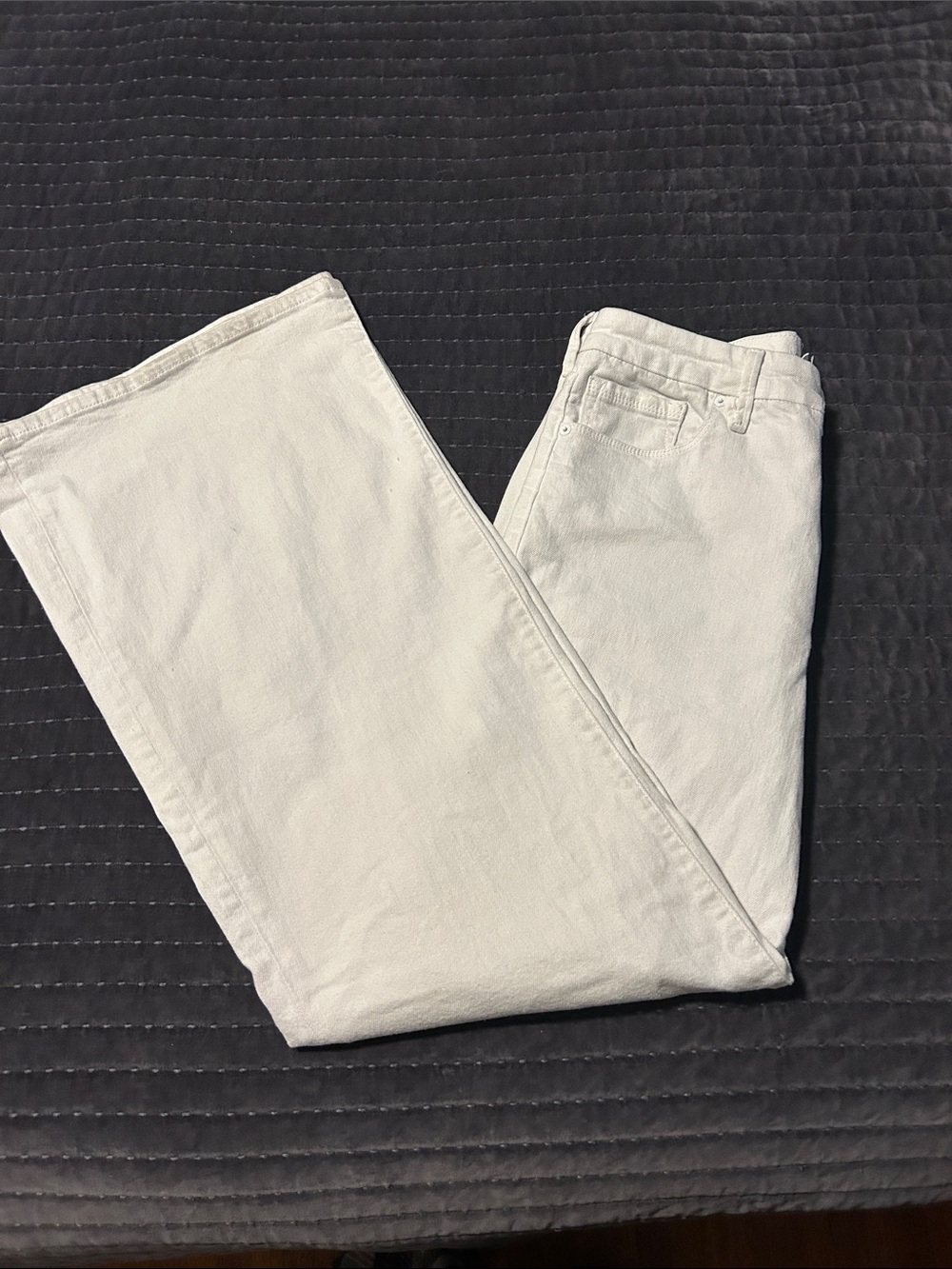 Good American Good Waist Palazzo Wide Leg Jeans White001 High Rise 14